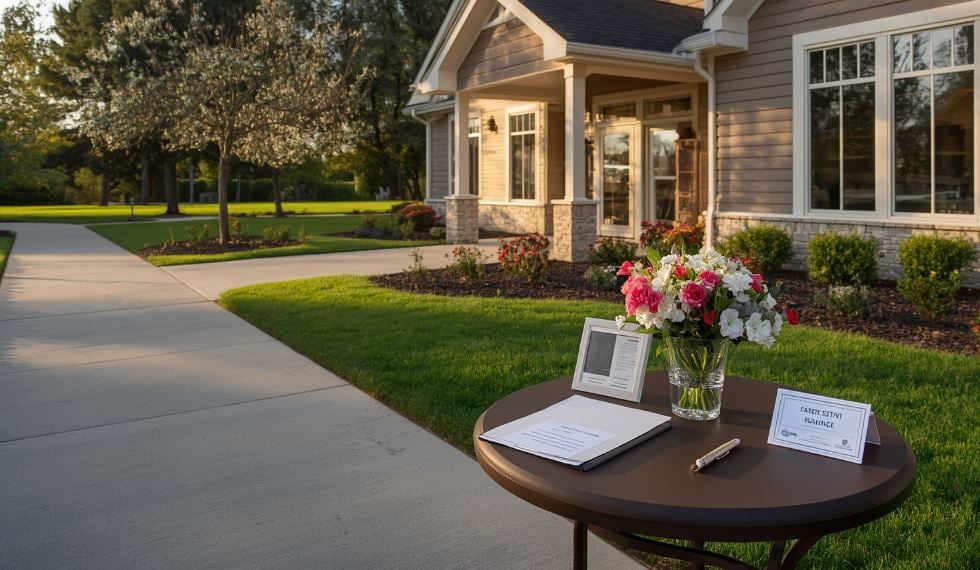 Peaceful on-site care setting for cremation services Reserve, LA with flowers and light